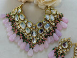 Gold Plated Kundan Necklace Set With Earrings & Maangtika