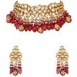Gold Plated Kundan Necklace Set With Earrings