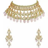 Gold Plated Kundan Necklace Set With Earrings
