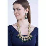 Gold Plated Kundan Necklace Set With Earrings