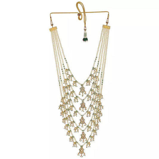 Gold Plated Kundan Necklace Set With Earrings