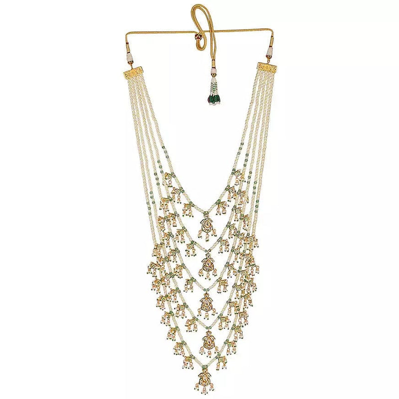 Gold Plated Kundan Necklace Set With Earrings
