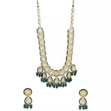 Gold Plated Kundan Necklace Set With Earrings