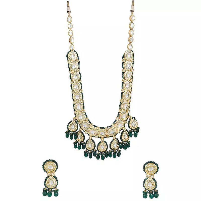 Gold Plated Kundan Necklace Set With Earrings