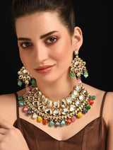 Brass Gold Plated Multicolor Jewellery Set