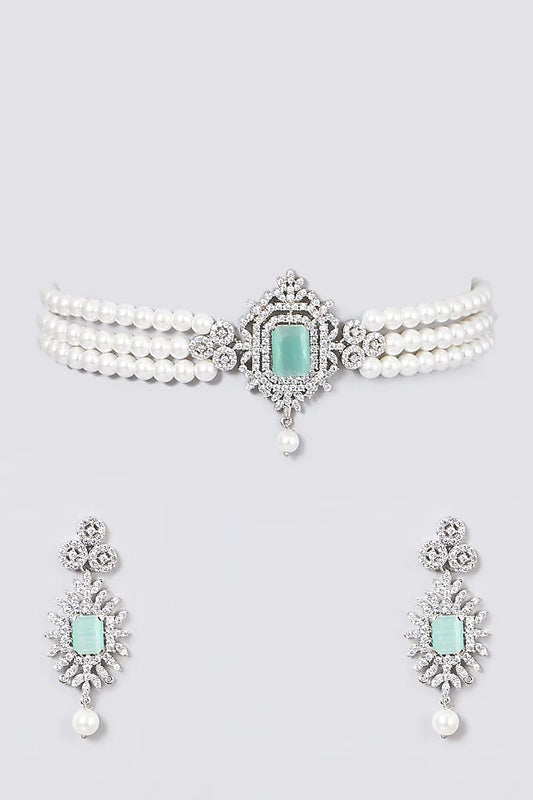 Gold Plated Stone Studded Layered Choker Necklace