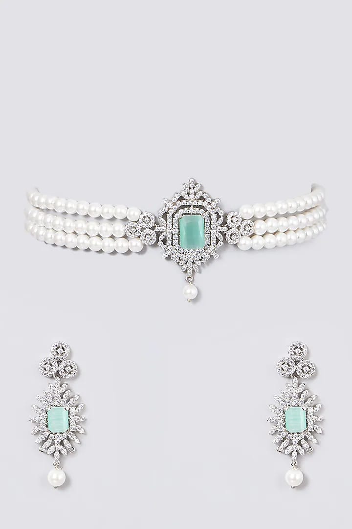 Gold Plated Stone Studded Layered Choker Necklace