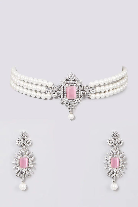 Gold Plated Stone Studded Layered Choker Necklace