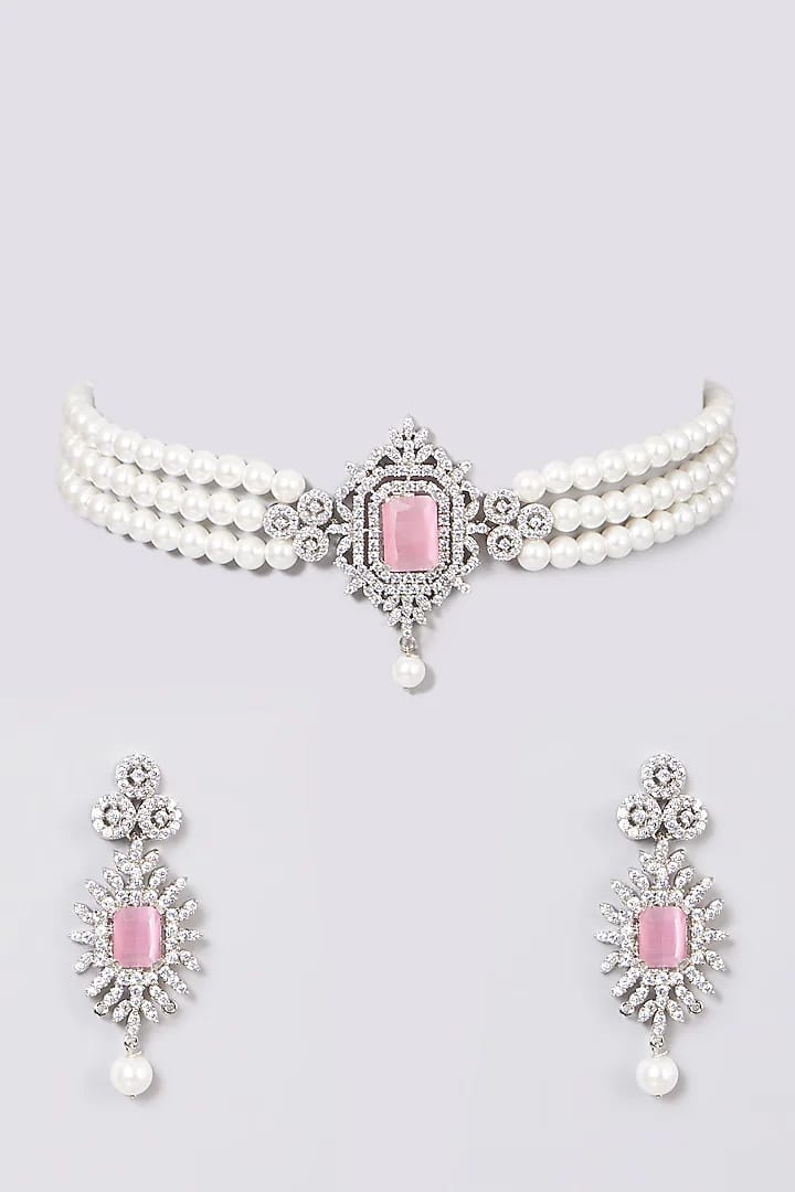 Gold Plated Stone Studded Layered Choker Necklace