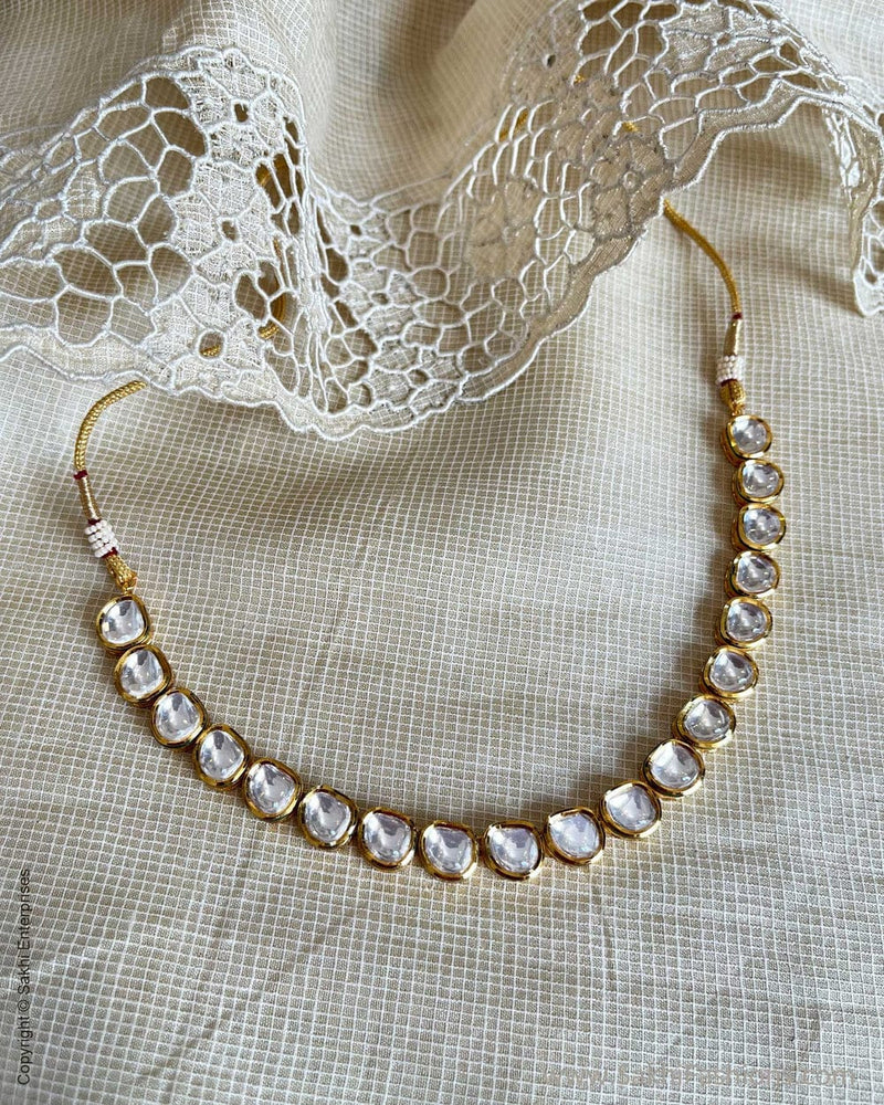 Gold Plated Kundan Studded Necklace & Earrings Set