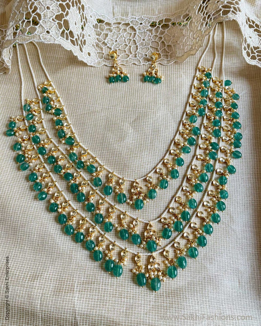 Gold-Plated Pearl Necklace & Earrings Set
