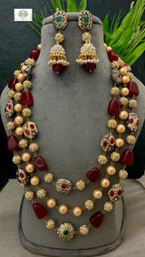 Gold Plated Beaded Necklace & Earrings Set
