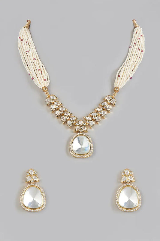 Gold Plated Kundan Polki Necklace Set