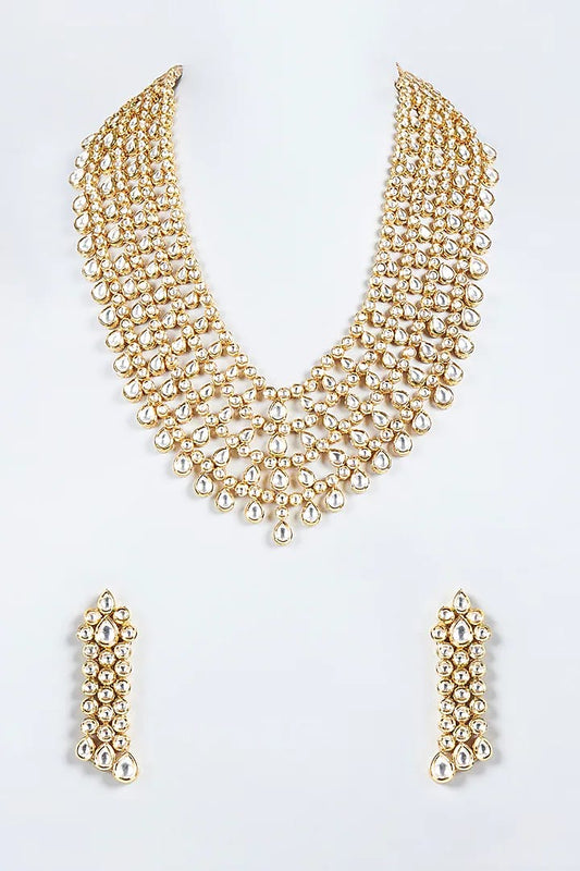 Gold Plated Kundan Polki Necklace Set