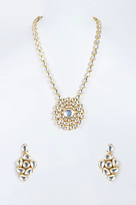 Gold Plated Kundan Polki Necklace Set