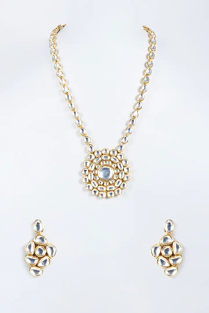 Gold Plated Kundan Polki Necklace Set