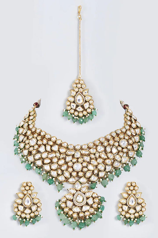 Gold Plated Kundan Polki Necklace Set