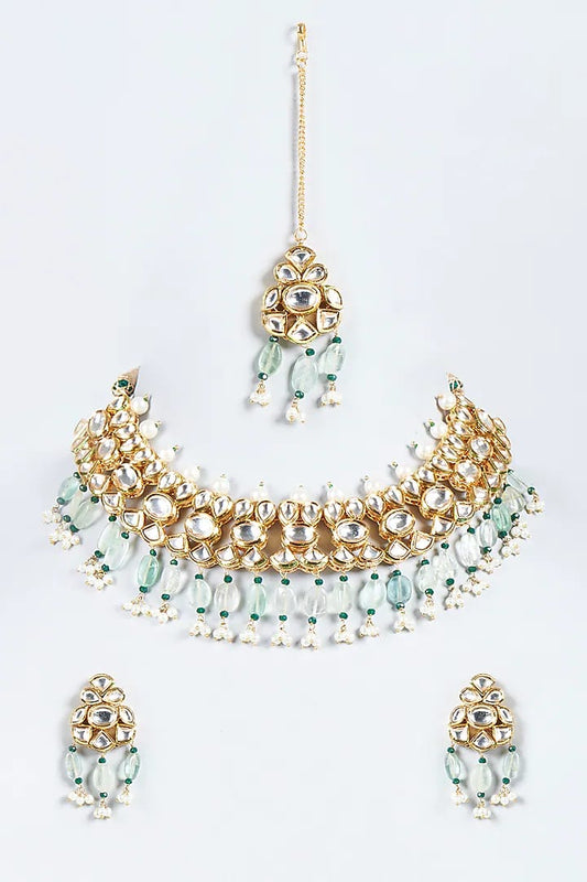 Gold Plated Quartz Necklace Set