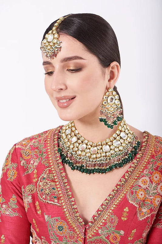 Gold Plated Kundan Choker Necklace Set