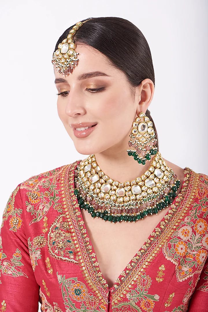 Gold Plated Kundan Choker Necklace Set