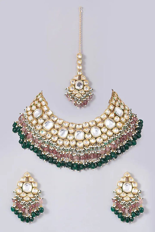 Gold Plated Kundan Choker Necklace Set