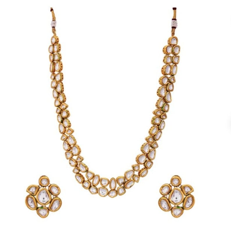 Gold Toned Kundan Studded Necklace Set