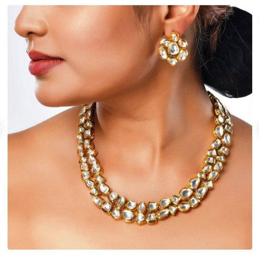 Gold Toned Kundan Studded Necklace Set