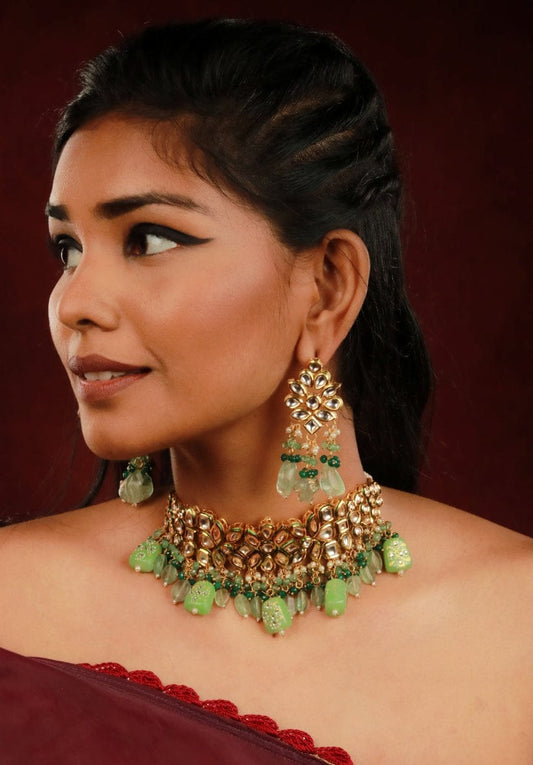 Gold Plated Kundan Studded Choker Necklace