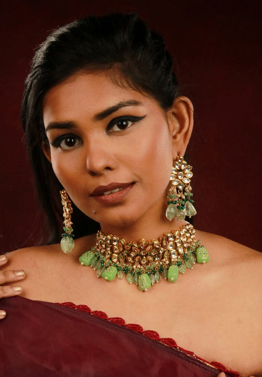 Gold Plated Kundan Studded Choker Necklace