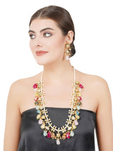 Gold Plated Kundan Elegant Navratna Multi Color Necklace Set