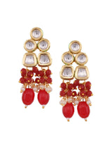 Gold Plated & Red Kundan Studded Handcrafted Jewellery Set