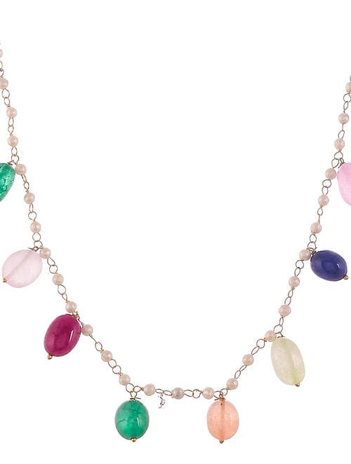 Gold Plated Handcrafted Multi Color Stones Necklace
