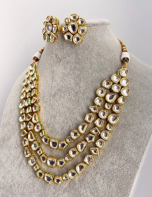 Gold Plated Kundan Necklace Set