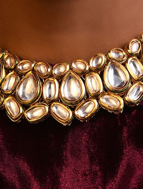 Elegant kundan choker Necklace With Earrings