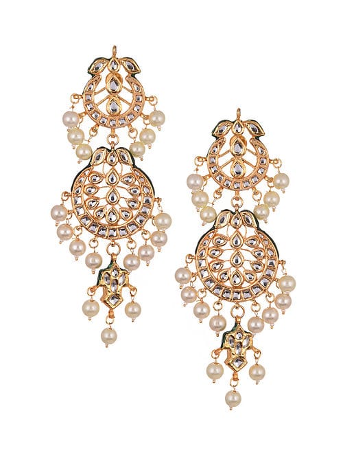 Gold-Plated Kundan-Studded & Beaded Jewellery Set