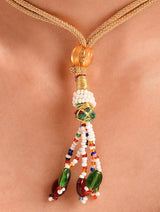 Gold-Plated Kundan-Studded & Beaded Jewellery Set