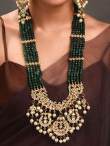Gold-Plated Kundan-Studded & Beaded Jewellery Set