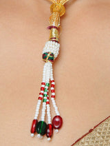 Gold Tone Kundan Choker Necklace With Earrings