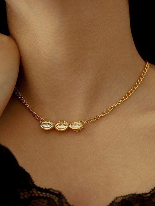 Gold Plated Kundan Pendant Chain