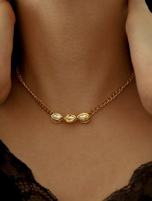 Gold Plated Kundan Pendant Chain