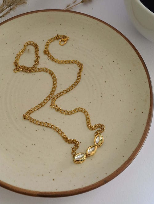 Gold Plated Kundan Pendant Chain