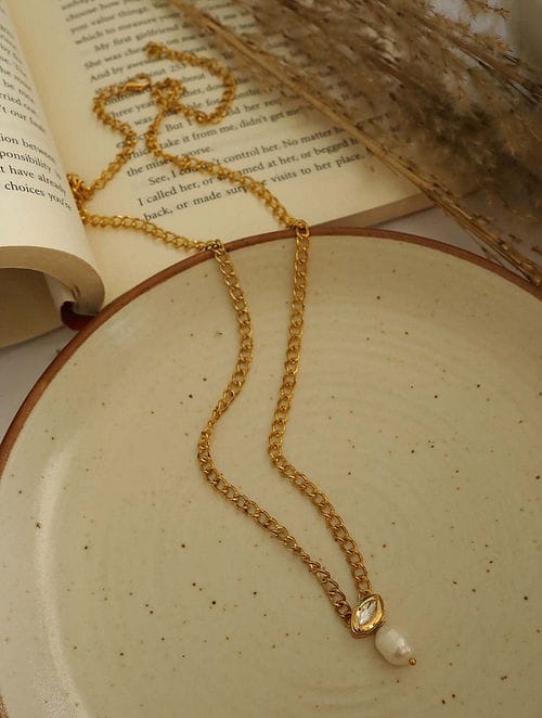 Gold Plated Kundan Pendant Chain