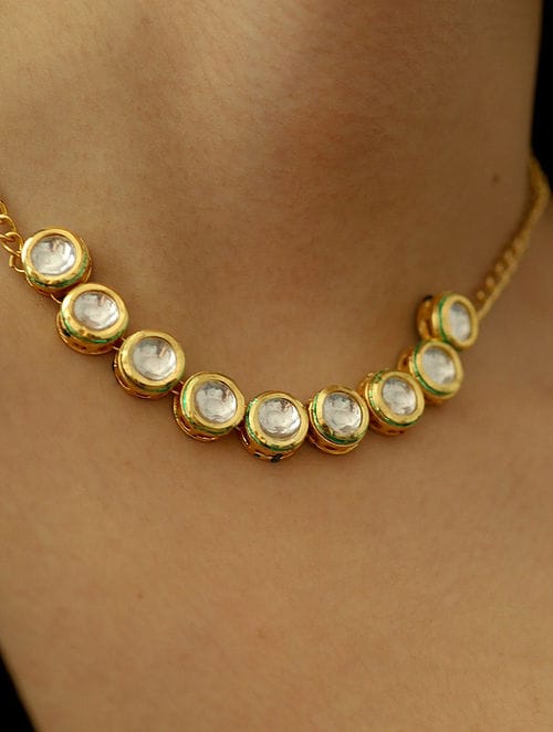 Gold Plated Kundan Pendant Chain