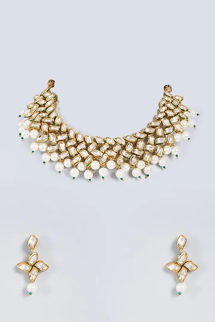 Gold Plated Kundan Pearl Traditional Necklace