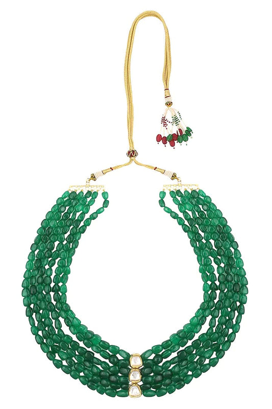 Emerald Stones Multi String Necklace