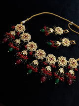 Gold-Plated Floral Kundan Studded Choker Jewellery Set