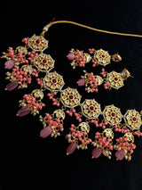 Gold-Plated Floral Kundan Studded Choker Jewellery Set