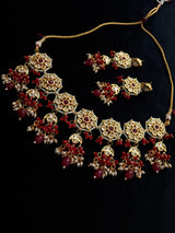 Gold-Plated Floral Kundan Studded Choker Jewellery Set