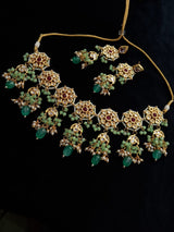 Gold-Plated Floral Kundan Studded Choker Jewellery Set