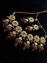 Gold-Plated Floral Kundan Studded Choker Jewellery Set